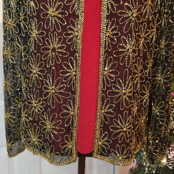 VNTG Mark & John Black n Gold Silk Jacket - Picture 3 of 8